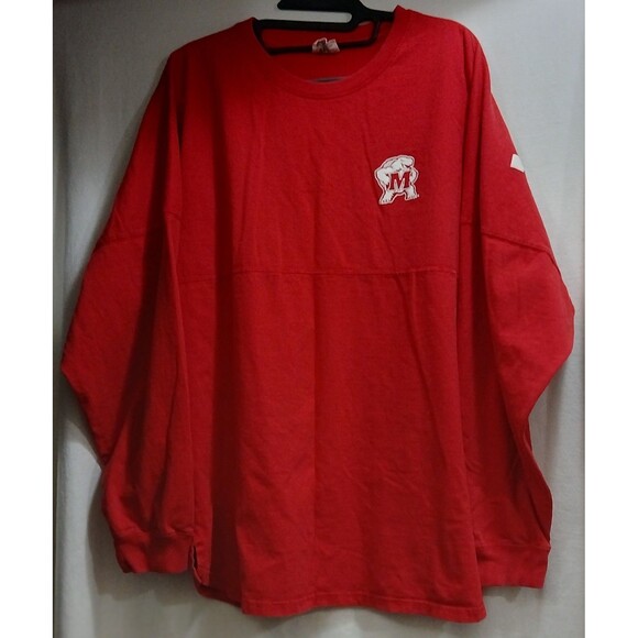 Maryland Terrapins Pressbox Oversized Long Sleeve Shirt Red L Spirit Jersey Type - Picture 2 of 6